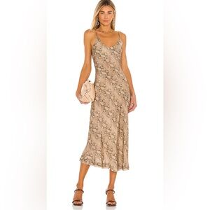 Jonathan Simkhai Rhiannon Bias Midi Slipdress in Python size 12